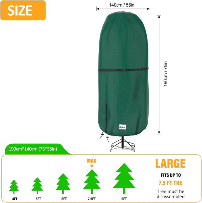 Upright Christmas Tree Storage Cover, Tear Resistant Adjustable 7.5 Foot Christmas Tree Storage Bag for Artificial Tree Standing with Ornaments,Christmas Tree Cover Waterproof, Dustproof