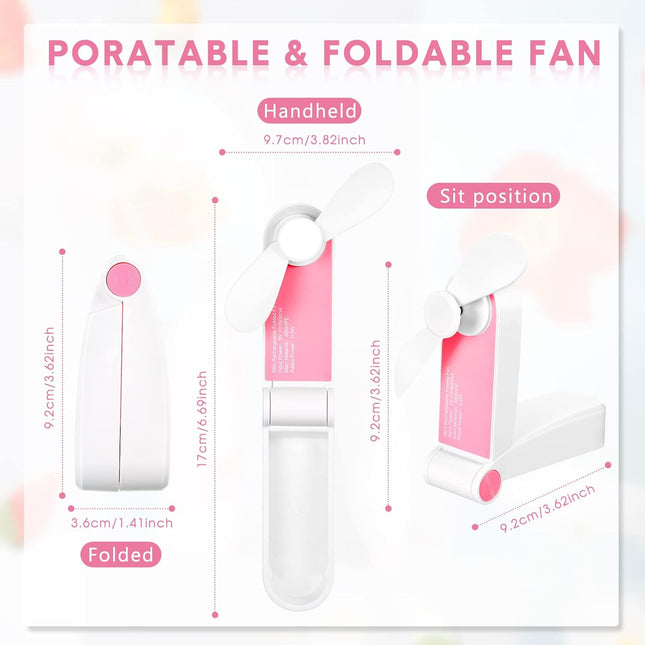 3 Pack Portable Pocket Fans Handheld Mini Fan Portable Foldable Fan Personal Travel Fan Hand Fan Summer Usb Rechargeable Desk Fan