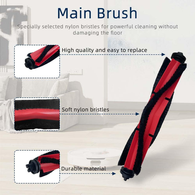 Kit Compatible For Roborock Q5, Q5+ Robot Vacuum Cleaner Spare Parts Accessories 1 Main Brush 4 Hepa Filters 4 Side Brushes