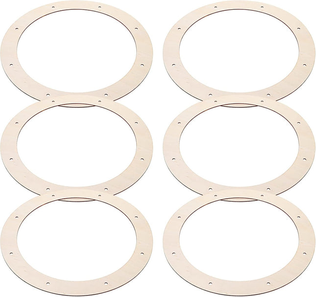 MILISTEN 6pcs Wooden Round Wreath Rings, Wooden Floral Hoops with Holes, Wreath Frame Circles, Christmas Wreath Boards Flower Boards for Christmas Wedding Wreath Decor and Wall Hanging Craft