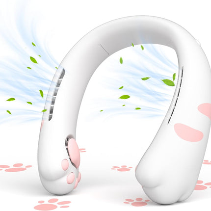 Cute Neck Fan For Kids, Teens, Women, Adorable Portable Fans 3000Mah Battery UsbC Rechargeable,Ultra Quiet Personal Cooling Fan