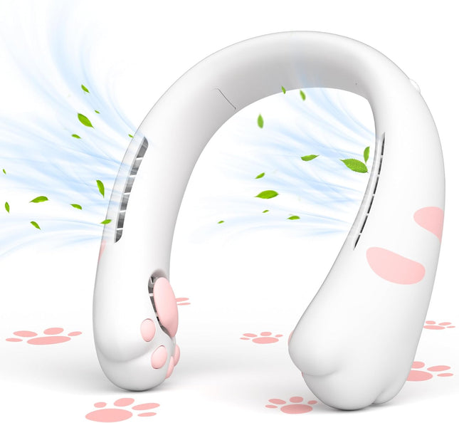 Cute Neck Fan For Kids, Teens, Women, Adorable Portable Fans 3000Mah Battery UsbC Rechargeable,Ultra Quiet Personal Cooling Fan