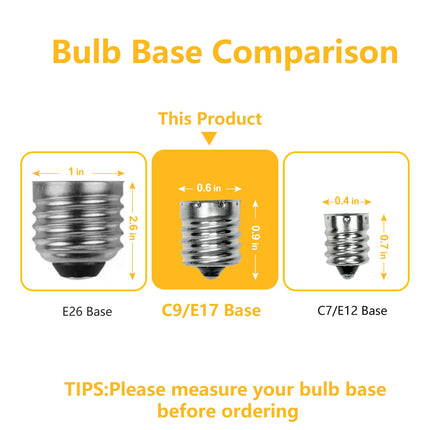 50pack C9 Christmas LED Light Bulbs, Strawberry Replacement Bulb 2200K Warm White Shatterproof & Waterproof Outdoor String Light Bulbs, E17 Candelabra Base Edison LED Bulbs for Decoration
