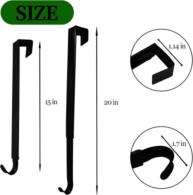 Wreath Hangers for Front Door, Adjustable Wreath Hanger from 15 to 25 inch Over The Door Hooks Non-Scratch for Christmas Wreath Door Decor