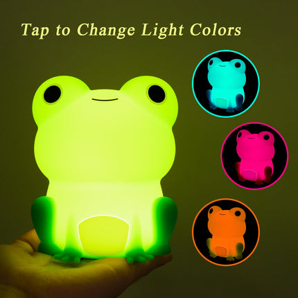 Night Light for Kids, Cute Frog Night Lamp Bedroom Nightlight for Girls Boys Teens, USB Rechargeable Silicone Animal Nightlight Christmas Birthday s, Room Decor