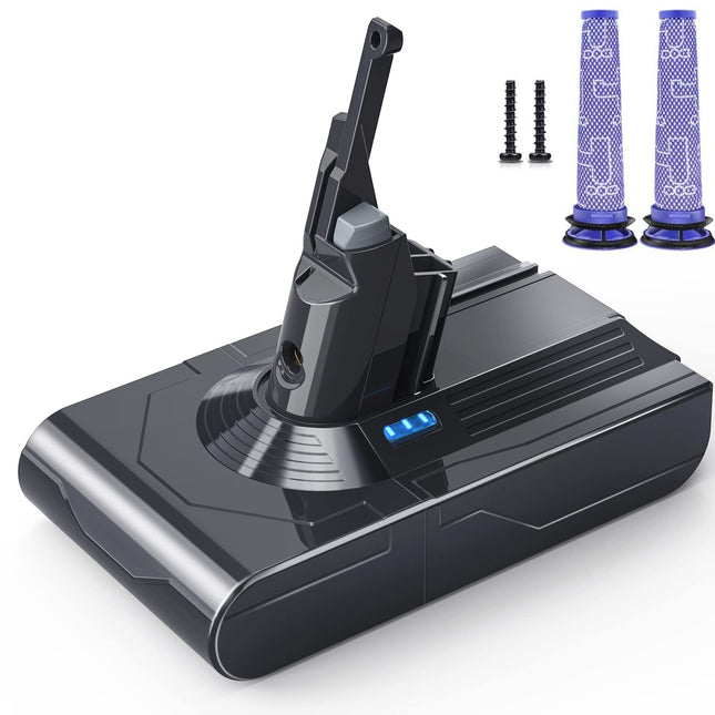 Morpilot Battery For Dyson V8, 21.6V 5000Mah Liion Battery Compatible With Sv10 V8 Animal V8 Absolute V8 Motorhead V8 Carbon Fiber V8 Fluffy Series Cordless Vacuum, 2 Filters And 2 Screws Included