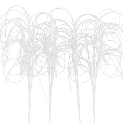 4PCS Glitter Christmas Picks Curly Sprays 20" Artificial Wispy Willow Ting Branches Glittery Twigs Stems Ornaments for Xmas Tree Topper Filler Home Garden Vase DIY Garland Wreath Decor (4, White)
