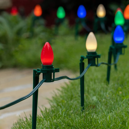 25 Pack C7 Ceramic Christmas Replacement Bulbs, Multi-Color Bulbs for E12 Candelabra Base Outdoor/Indoor Light String, 5 Watt