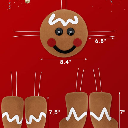 Percozzi Christmas Wreath Attachments Gingerbread Wreath Decorations Gingerbread Man Head Hands Legs Wreath Embellishment Kit Holiday Outdoor DIY Plush Hanging Welcome Sign for Xmas Home Party