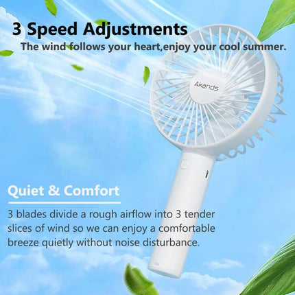 Mini Portable Electric Fan, Usb Rechargeable Handheld Fan ThreeSpeed Adjustment, Personal Fan With Phone Holder Base, Lightweight