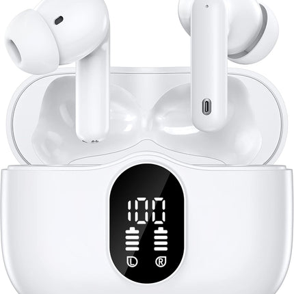 Wireless Earbuds Bluetooth Headphones LED Power Display Earphones Active Noise Cancelling Earbuds Hi-Fi Stereo Sound Ear Buds in-Ear Headphones Air Buds with Charging Case for iPhone Android PC