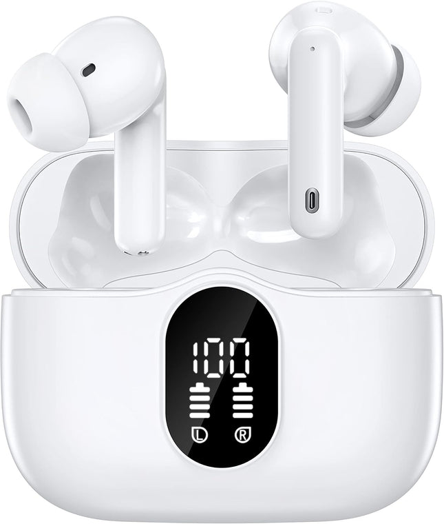 Wireless Earbuds Bluetooth Headphones LED Power Display Earphones Active Noise Cancelling Earbuds Hi-Fi Stereo Sound Ear Buds in-Ear Headphones Air Buds with Charging Case for iPhone Android PC