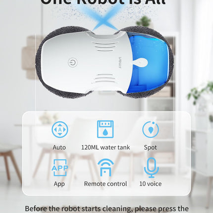Fmart Window Cleaning Robot 120Ml Capacity Water Tank Window Cleaner Robot Intelligent Double Water Spray Technology 3800Pa Suction Power Ai Edge Detection Technology App Control Robot Window Cleaner