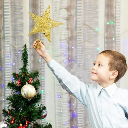 Christmas Tree Topper Star, 11.8 Inch Gold Star Tree Topper, Glittered Tree-Top Star for Christmas Tree Decoration, Holiday Ornament, Indoor Party and Home Decoration