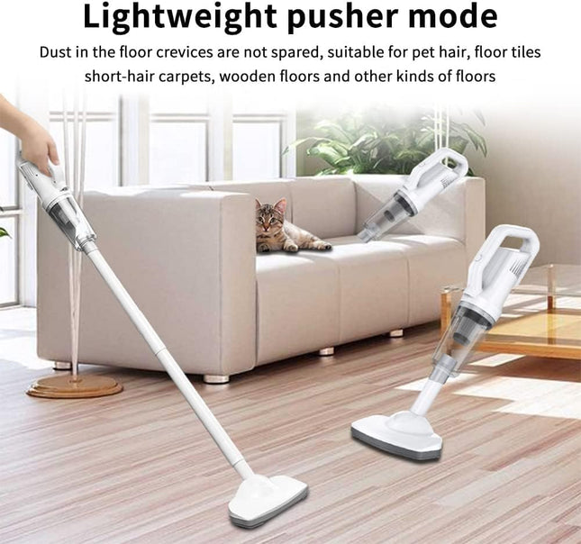Cordless Stick Vacuum Cleaner, Lightweight Powerful Suction Handheld Vacuum For Hard Floor Carpet Pet Hair, White