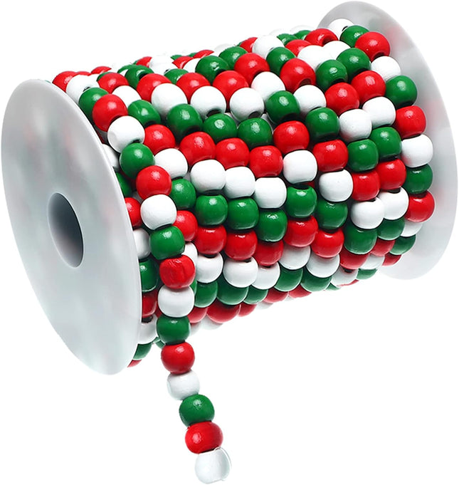 19.7 Ft Christmas Candy Bead Garland Wooden Candy Garland Boho Christmas Decor Christmas Tree Garland for Christmas Decorations Holiday Party Decor (Mixed Red, White, Green)