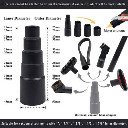 13Pcs Universal Vacuum Attachment Kit 114 Vacuum Hose Adapter Wet Dry Plastic Vacuum Cleaners Accessories With Extension Wand Horse Hair Brush Flexible Crevice Tool Adapter For Shop Vac Attachment