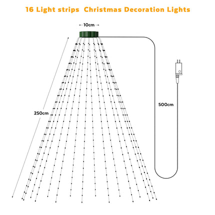 Christmas Tree Lights, 400 LED 8.2Ftx16 Line String Lights Plug in, Cascading Twinkle Lights for Xmas Tree with Timer Memory Function 8 Modes for Indoor Outdoor Wedding Party Decoration (Warm White)