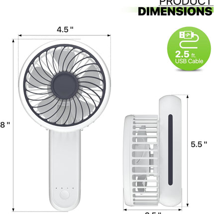 Magshion 3Inch Battery Operated Rechargeable Fan Portable Handheld Personal Fan