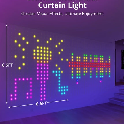 Curtain Lights Smart LED with APP DIY Curtain Strip Lamp with Programmable Music-Sync Dynamic IP65 Perfect for Outdoor Party Decoration Backdrop Decor 6.6 x 6.6ft 400RGB