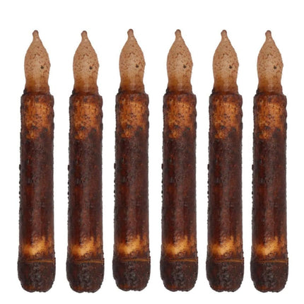 Taper Primitive Candles with Timer 6pcs Real Wax Hand Dipped Battery Operated Flameless Candles for Christmas Halloween Home Decor Church