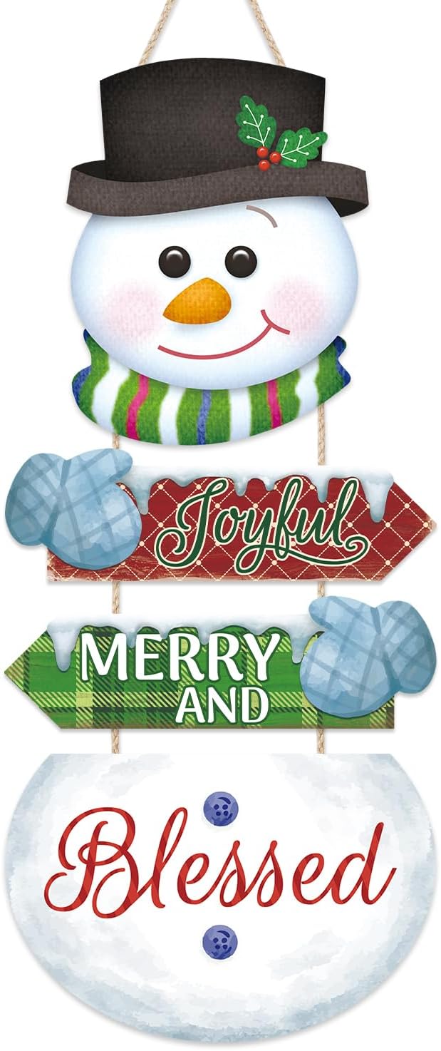 HLNIUC Snowman Christmas Decorations Indoor, Merry Christmas Sign, Xmas Signs For Home Decor, Winter Wall Decor Art, Snow Porch Sign, House Warming s Home, Holiday Signs Outdoor