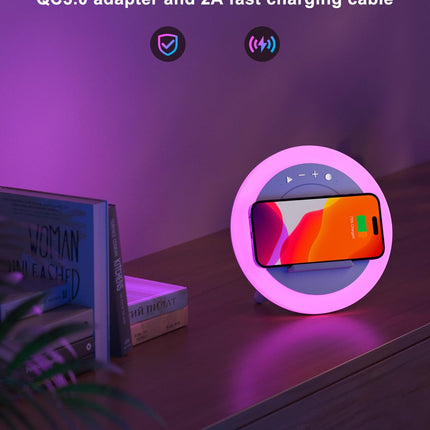 Night Light Bluetooth Speaker,Wireless Charger Stand LED Music Lamp,Color Changing Modern Bluetooth Lamp, Best Teenage Girls Boys s/Christmas s for Teen (6.6inch)