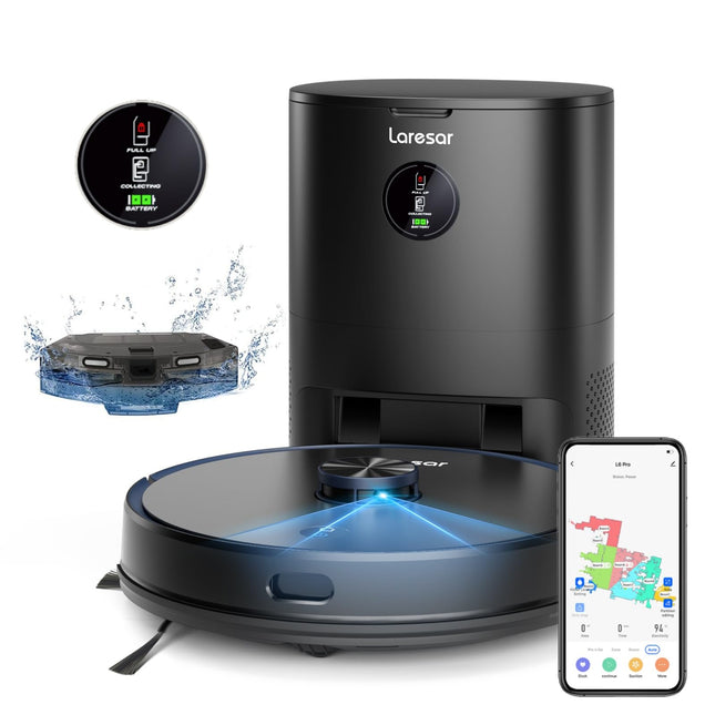 Laresar Robot Vacuum And Mop Combo,4000Pa Robotic Vacuum Cleaner With 3.5L Self Emptying Station,3 In 1 Robot Vacuum With Lidar Navigation,Smart App Control,For Pet Hairfloorscarpetsl6 Pro