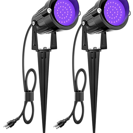 ZUCKEO 15W Halloween Blacklight Spotlight Outdoor LED Black Lights Waterproof Landscape Lighting with US Plug for Glow Dancing Party Body Painting Neon Poster Christmas Decorations(2Pack)