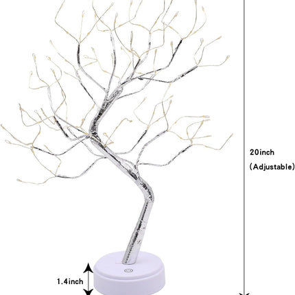 Yiliaw 20" Sparkly Tabletop Bonsai Tree Light 108 LED Warm White Fairy Light Spirit Tree, DIY Artificial Twinkling Tree Lamp for Bedroom Desktop Festivals Room Decor, USB or Battery Powered Lights