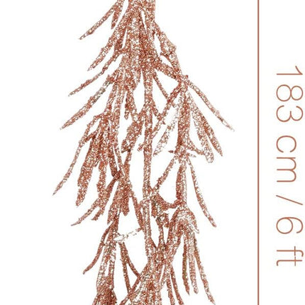KI Store Rose Gold Glitter Christmas Garland 6-Foot Pack of 3 for Christmas Tree Decoration Wreath Front Door Table Centerpiece Car Decor