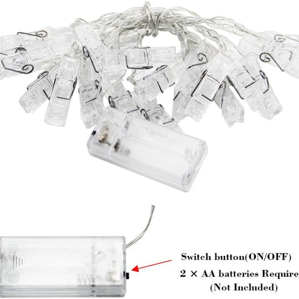 Twinkle Star 10 ft 20 LED Photo Clips String Lights Battery Operated Fairy String Lights with Clips for Hanging Pictures, Cards, Artwork