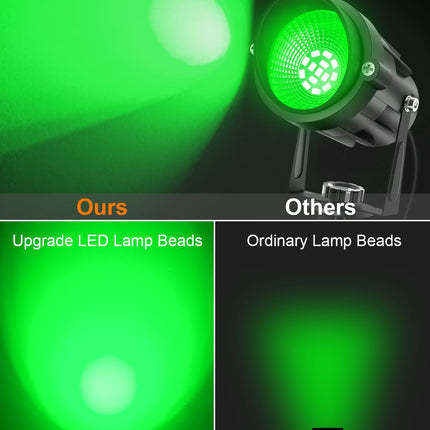 Halloween Green Landscape Lights Outdoor, 14 LED Landscape Lighting with US Plug, IP65 Waterproof Spotlights for Tree Yard Garden Pathway Christmas St. Patrick's Day Decor 2 Pack