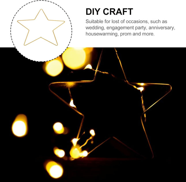 Star Wire Wreath Form Iron Metal Star Wreath Frame Pentagram Shaped Macrame Making Rings for Christmas Thanksgiving Holiday Year Decor Golden 25cm4mm