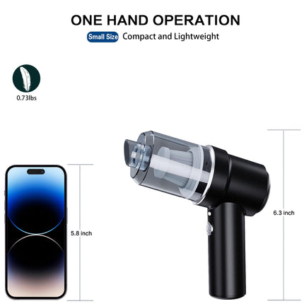 Handheld Car Vacuum Cleaner, Cordless Vacuum Cleaner, Usb Rechargeable Mini Vacuum Cordless With Led Light, Portable Vacuum With Vacuum Cleaner And Air Duster 2 In 1 For Carhomeofficepet