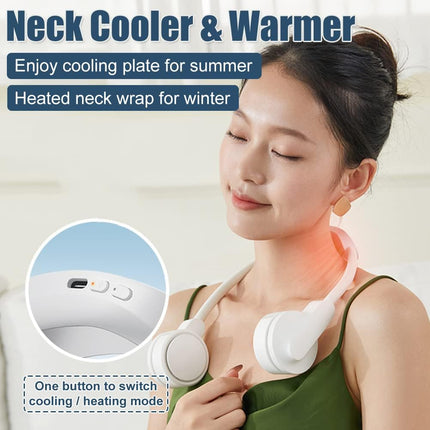 Foldable Hanging Neck Fan With Semiconductor Cooling Plate, 3S Fast Cooling Neck Cooler Warmer 360° Rotatable Bladeless Air