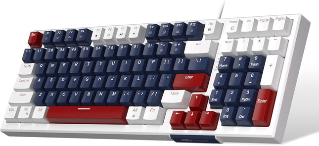 Mechanical Gaming Keyboard, Clicky Blue Switches Gaming Keyboard,Wired Mechanical Keyboard with LED Backlit, Ergonomic Keyboard with Num Pad for Gaming,Office,Work,PC,Laptop,Mac,Windows(black&grey)