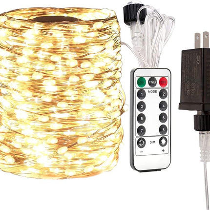 LED Plug in Fairy String Lights 100FT Waterproof Warm White String Lights 300 LED Remote Control for Living Bed Room, Backyard, Patio, Garden, Porch, Wedding or Christmas Decorating