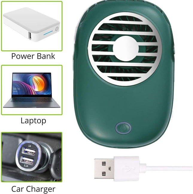 Mini Portable Fan Mini Hanging Neck Fan Quiet Personal Fan Handheld Fan For Home Office Or TravelGreen