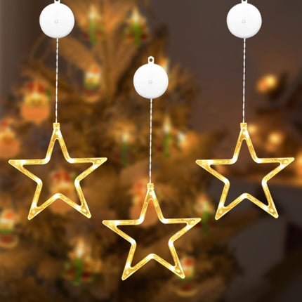 LED Stars Christmas Lights,3 Pack LED Christmas Window Lights,10 LEDs Christmas Decorations with Timer for Window Decoration, Christmas Decoration, Balcony,Party,Wedding,Warm White