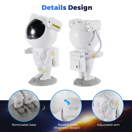 Kids Star Projector Galaxy Night Light with Timer, Christmas Astronaut Space Buddy Projector for Bedroom,Ceiling, Decor Planetarium Ambiance, 360° Adjustable Starry Sky