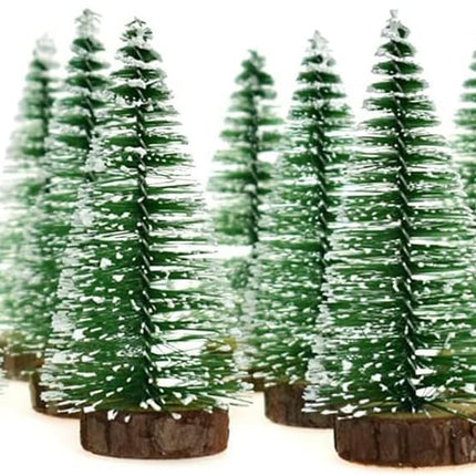 Mini Snow Frost Trees Mini Christmas Tree Plastic Winter Snow Ornaments Tabletop Trees for Holiday Party DIY Room Decor Home Table Top Christmas Decoration Diorama Models 100mm 10 Pcs