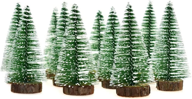 Mini Snow Frost Trees Mini Christmas Tree Plastic Winter Snow Ornaments Tabletop Trees for Holiday Party DIY Room Decor Home Table Top Christmas Decoration Diorama Models 100mm 10 Pcs