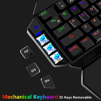 RGB One Handed Mechanical Gaming Keyboard,Colorful Backlit Professional Gaming Keyboard with Wrist Rest Support,USB Wired Single Hand Mechanical Keyboard for Game
