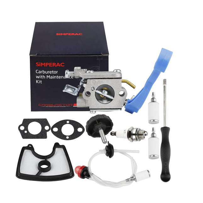 SIMPERAC 125BV Carburetor for Husqvarna Leaf Blower 125B 125BVX 125BX Carburetor 590460102 Replace for Zama C1Q-W37 with 545112101 Air Filter Fuel Line Kit