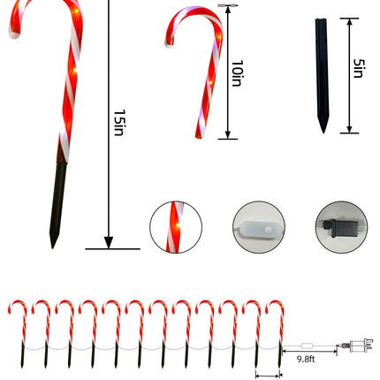 12 Pack Smart Christmas Pathway Lights Outdoor, DIY Chasing Effects Music Sync Timer APP Control RGB Candy Cane Lights, 10'' Outdoor Christmas Decorations for Yard Patio Walkway Garden, NO Extend