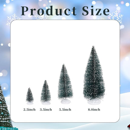 Mini Snow Frost Trees Mini Christmas Tree Plastic Winter Snow Ornaments Tabletop Trees for Holiday Party DIY Room Decor Home Table Top Christmas Decoration Diorama Models 4PCS (2", 3", 5", 8")