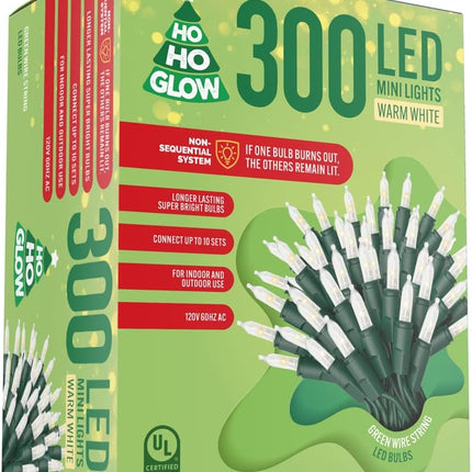White LED Christmas Lights, 300 Bulb Strand 67FT, Indoor and Outdoor Safe Holiday Decorations, Display on Trees, Interior Decor, or Rooflines, Connectable (300)