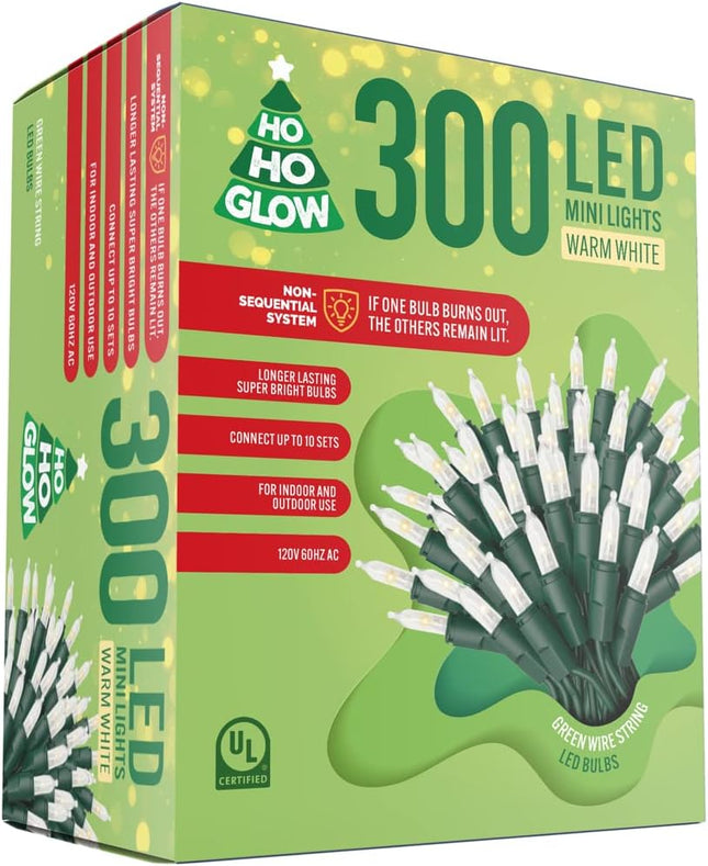 White LED Christmas Lights, 300 Bulb Strand 67FT, Indoor and Outdoor Safe Holiday Decorations, Display on Trees, Interior Decor, or Rooflines, Connectable (300)