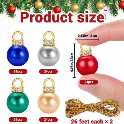 120PCS Christmas Mini Balls Ornaments 16mm Miniature Glitter Balls Xmas Tree Hanging Decorations Pendants for Holiday Party Outdoor Indoor DIY Craft Supplies